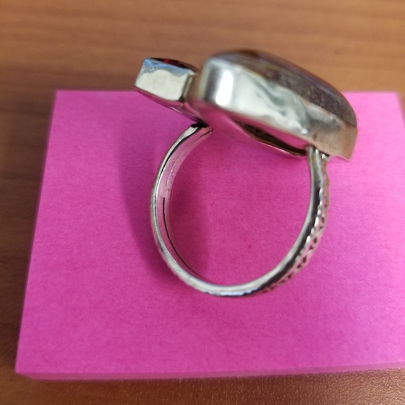 Montana Lace Agate/Garnet 925 Ring - Picture 4 of 6